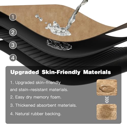 Bathroom Mat Quick Dry, Bathroom Rugs Non Slip Washable Thin Absorbent Bath Mat Fits Under Door Bathroom Floor Mat Perfect for Bath, Shower, or Sink 24"x60" Camel