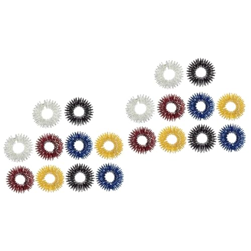 VALICLUD 2sets 10pcs Acupressure Finger Massage Rings Golden Silver Black Blue for Tired Fingers Focus 10pcs*2
