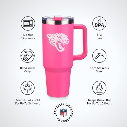 Image of The Memory Company Officially Licensed NFL - Jacksonville Jaguars 40oz Pink Game Day Tumbler with Team Logo