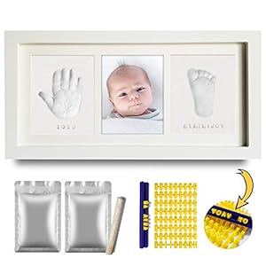 TBoonor Babyafdrukset, gipsafdruk, baby hand en voet met gipspakketten briefsjabloon kit en fotolijst, veilig niet…