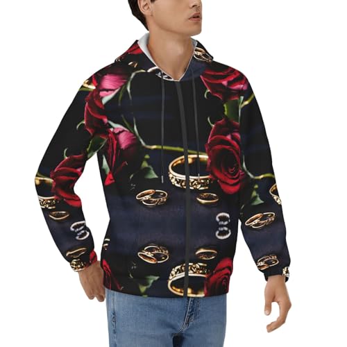 Sweat à capuche homme avec motif rose rouge pour renouveler votre style casual