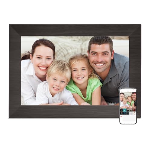 Digitaler Bilderrahmen 10 Zoll, WiFi Digitaler Bilderrahmen Eingebauter 32 GB Speicher, Elektronischer Rahmen mit IPS-Touchscreen, Auto-Rotate, Einfaches Teilen von Fotos oder Videos per App
