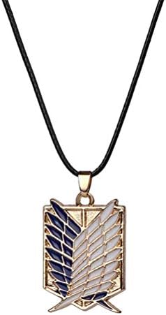 AILUOR Anime Necklace, Investigation Corps Pendant Necklace, Wings of Freedom Cosplay Necklace Leather Rope Investigation Anime Cartoon Lovers Jewelry for Boys Girls Anime Fan (Gold)