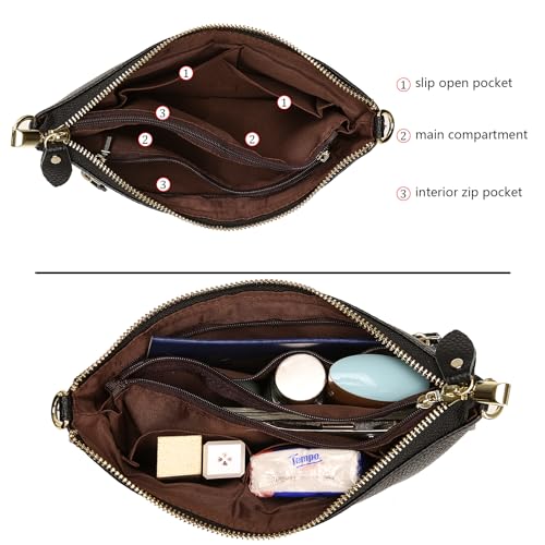 Image of Uromee Wristlet Wallet Clutch Purses for Women Genuine Leather Crossbody Bag Handbag with Detachable Shoulder Chain
