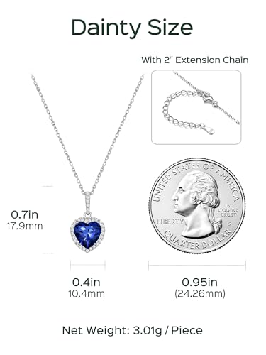 ChicSilver 925 Sterling Silver Heart/Round/Pear/Emerald Cut Simulated Birthstone Necklace Birthday Gift for Women Girls4