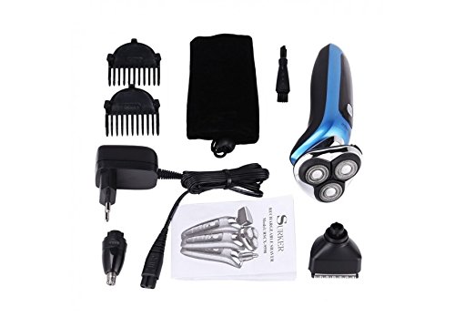 Surker Rscx-9598 Rasoir Electrique Homme 3 en 1 Rasoir Rotatif de 3 Têtes Rasoir Barbe Rechargeable Lavable sans Fil pour Barbe Cheveux Nez (Bleu) – vue 5