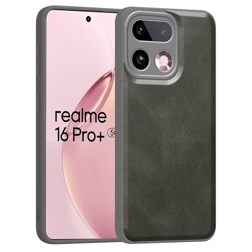 Image of amazon basics Back Cover for Realme 16 Pro Plus 5G | Ultra Slim Soft Rubberised Case | Oil Feel Soft Leather Back | Camera Protection - Gray
