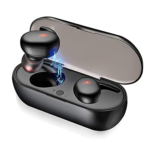 Auriculares Bluetooth Auriculares estéreo de Alta fidelidad Auriculares intrauditivos Auriculares inalámbricos con Estuche de Carga de 300 mAH, para Deportes, Entrenamiento, Gimnasio-Negro Blanco Cover