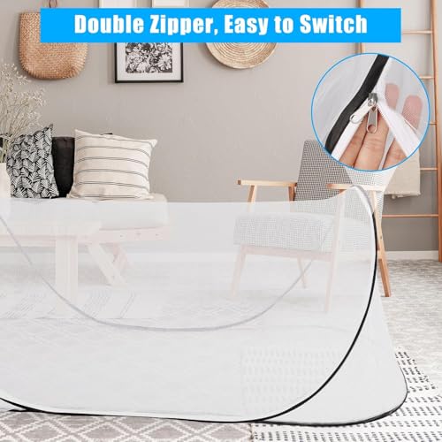 Image of 2 Pcs 78 * 31 * 23 Inch Large Pop Up Mosquito Net, Portable Foldable Mesh Tent, Breathable Lightweight Mosquito Net Tent for Bed Camping Travel Patio
