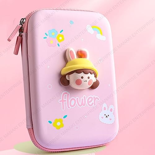 Image of Cartoon Theme 3D EVA Pencil Case, Multipurpose Zipper Pouch for Kids, Pen Bag for School, Girls, Stationery Storage Box (Flower Big Pouch)