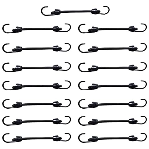 Joneaz Mini Bungee Cord with Hooks 4 Inch, Plastic Coated, Without Sharp Hook End, 15 Piece Cover
