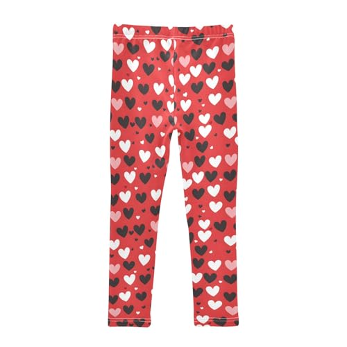 senya Girls Printed Leggings Yoga Pants White Black Hearts Pattern for Kids in 4t to 10 Years, 4T2