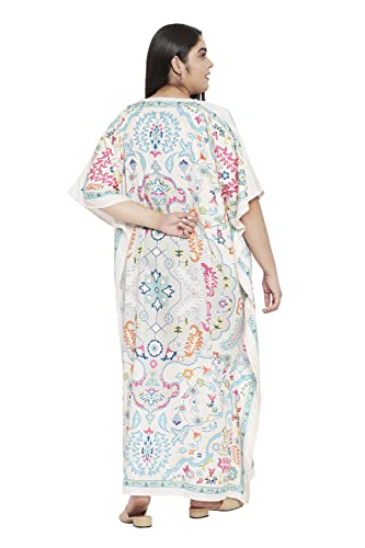 Image of Oussum Women Polyester Casual Long Plus Size Beach Caftan Cover Up Maxi Dress 1X-3X Summer Kaftan Dresses for Women