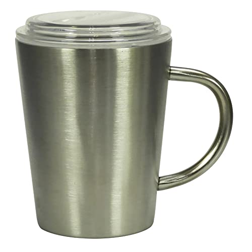 セレック ( CELEC ) ティーメイト ステンレス マグカップ 二重構造 保温保冷 約360ml フタ付 茶こし付 食洗機対応 無地 シルバー CY21-860