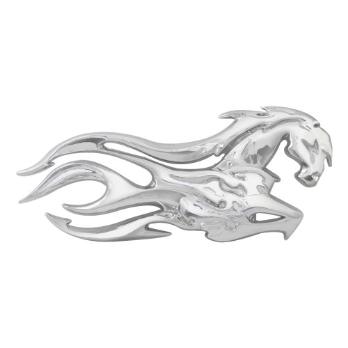 Image of Grand General 90192 Chrome Plastic 'Flamed Horse' Mud Flap Cut-Out Accent