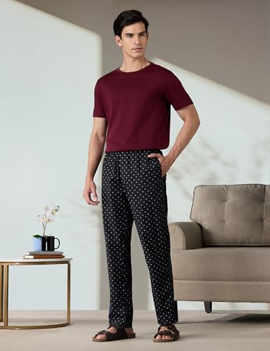 Image of Amazon Brand - Symbol mens 100% Cotton Pyjama /Lounge Pants |Regular Fit | Printed | Available in Plus Sizes