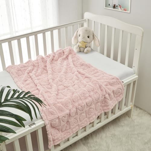 Image of CREVENT 2Pcs 75cmX100cm Cute Cozy Fluffy Warm Baby Blankets for Infants Toddlers' Bedding Crib Cot Stroller - Giraffe + Sherpa Pink
