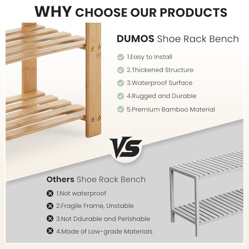 DUMOS-Shoe-Rack-Bench-with-Storage-3-Tier-Bamboo-Entryway-Benches-Wooden-Shoe-Rack-Holds-Up-to-286-lb-Storage-Organizer-Suitable-for-Bedroom-Living-Room-Balcony-Classical-Wood