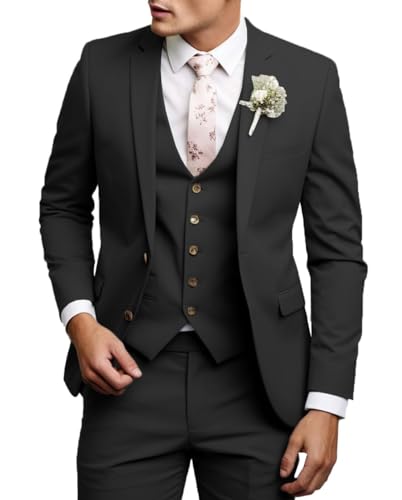 Men's Casual Suit 3 Pieces Slim Fit Wedding Tuxedo Suit Notch Lapel Blazer Vest Pants Formal Business Suits for Men2