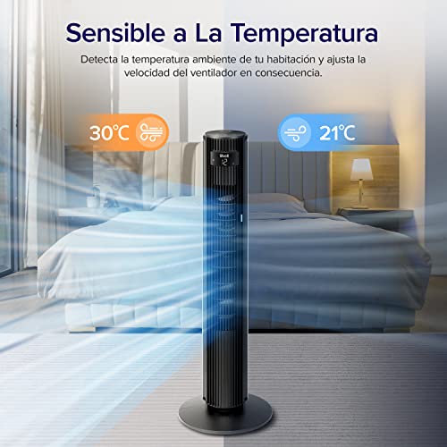 Miniatura 5 de Levoit Ventilador De Torre, Ventilador Silencioso 25 Db Y 23 W, Potente 7.5m S Para Habitación Grande, 12 Velocidades Con Mando A Distancia, 4 Modos Y Temporizador 12h, Ajuste Arriba Abajo 60