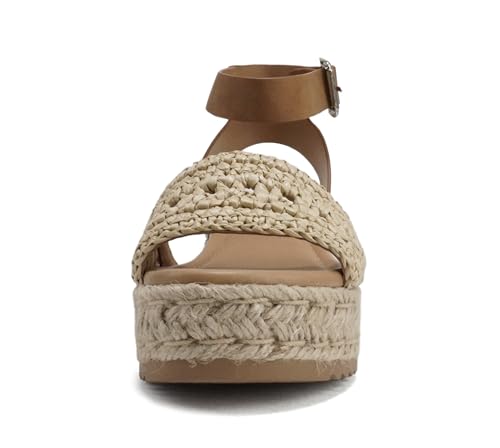 Image of Soda Topic Open Toe Buckle Ankle Strap Espadrilles Flatform Wedge Casual Sandal