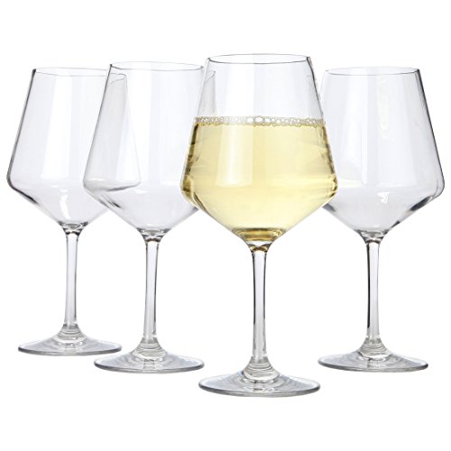 Lily's Home Chef Collection Unbreakable Chardonnay White Wine Glasses, Made of Shatterproof Tritan Plastic, Ideal for Indoor and Outdoor Use, Reusable (15 oz. Each, Set of 4)