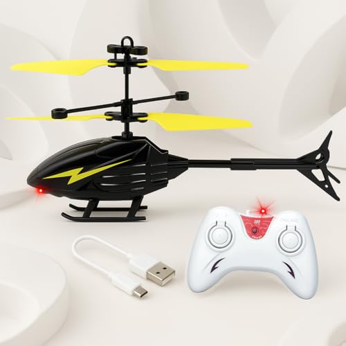Image of KIDZYMON RC Flying Helicopter with Hand Gravity Sensor, Charging Battery, 3D Light, Safety Sensor, Gravity Sensor, Suitable for Kids Age 4+ Years (Style Black Yellow)