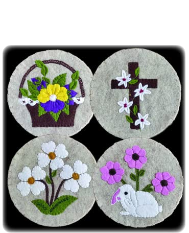 Spring Coasters Kit, DIY Craft Kit for Adults, Spring Coasters Set of 4, Craft Kit 5 inches in Diameter, All Parts Included