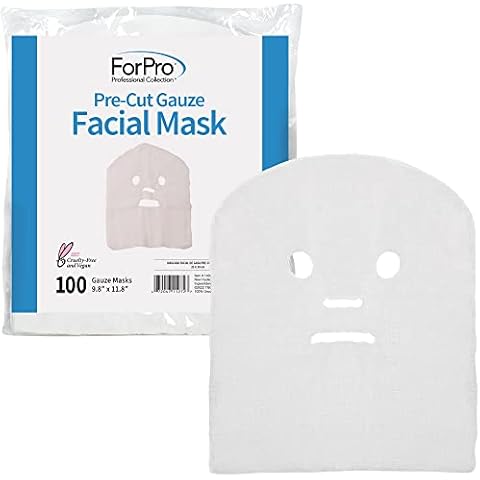 ForPro Precut Gauze Facial Mask, 100% Cotton Gauze, for High Frequency Facial Treatments and Masks, 100-Count Cover