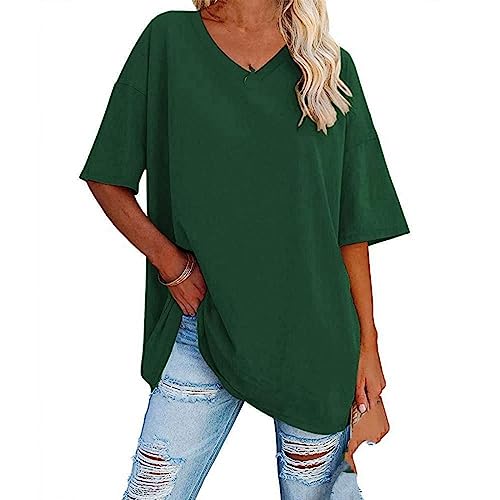 T-shirt pour femme à la mode sexy col en v - Haut d'été basique noir en coton
