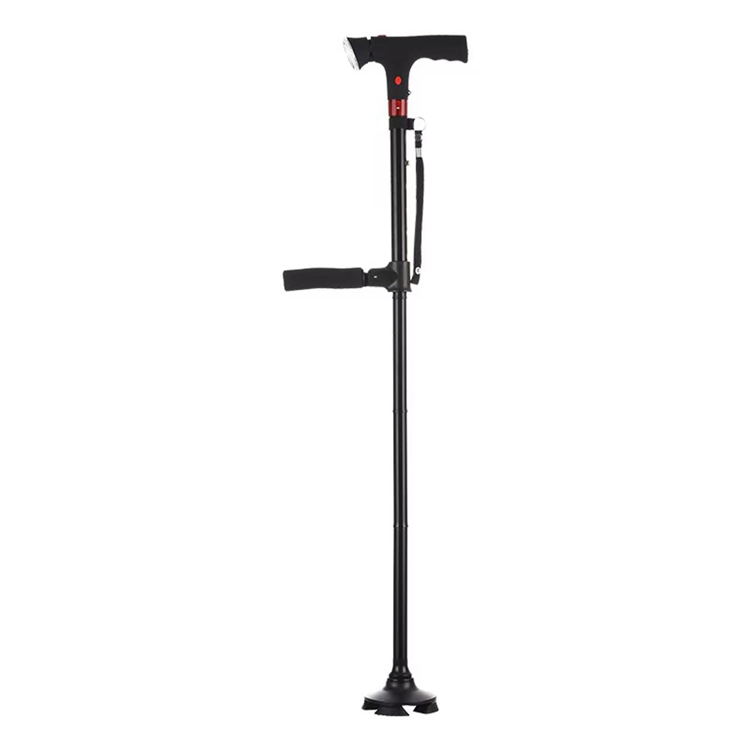 Laska do chodzenia dla mężczyzn i kobiet, 2025 nowe, regulowane wsparcie (34″ do 81 cm, laska do chodzenia, z alarmem świetlnym, składane podwójne uchwyty, lekka, antypoślizgowa podstawa, obsługuje 99