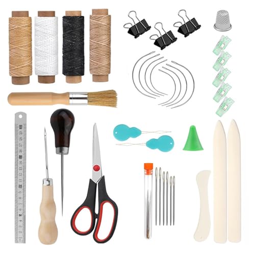 Jilskl 38 Pieza Material de Encuadernación, Kit de Encuadernación de Libros de Bricolaje, Herramientas de Encuadernación Para Principiantes, Herramientas de Encuadernación de Piel