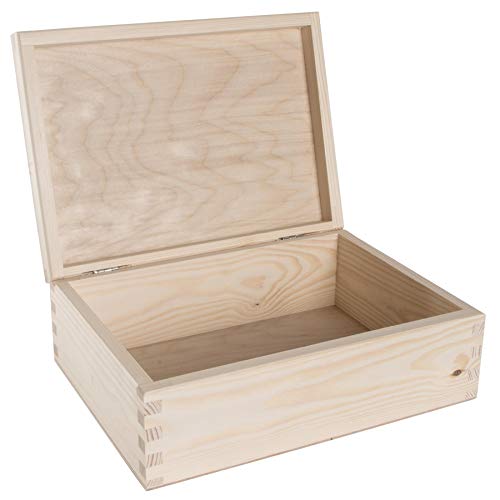 WooDeeDoo Rectangular Wooden Storage Box with Lid, 22 x 16 x 8 cm