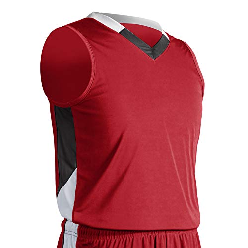 Champro Men's Standard Rebel Basketball Jersey, Scarlet, Black, White, Adult 2X-Large
