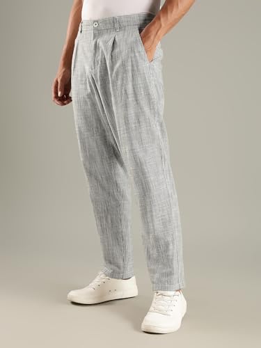 Image of Thomas Scott Men's | Stripes Printed | Premium Linen Blend | Slim Fit | Casual | Chinos | Trouser for Mens