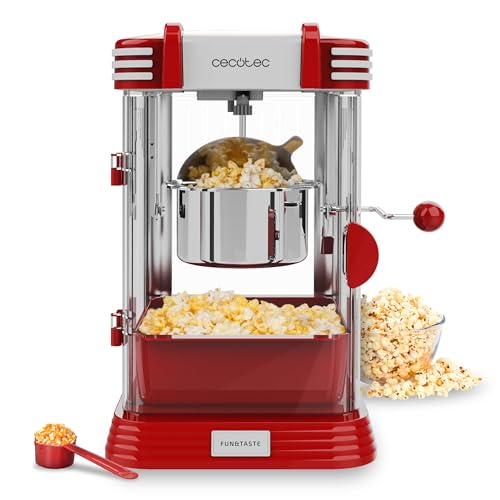 Cecotec Máquina de Palomitas Eléctrica Fun&Taste P´Corn Classic. Palomitero, 300 W, Diseño Retro, Olla de Acero Inoxidable de 500 ml, Bandeja extraíble, Luz Interior, Cuchara dosificadora