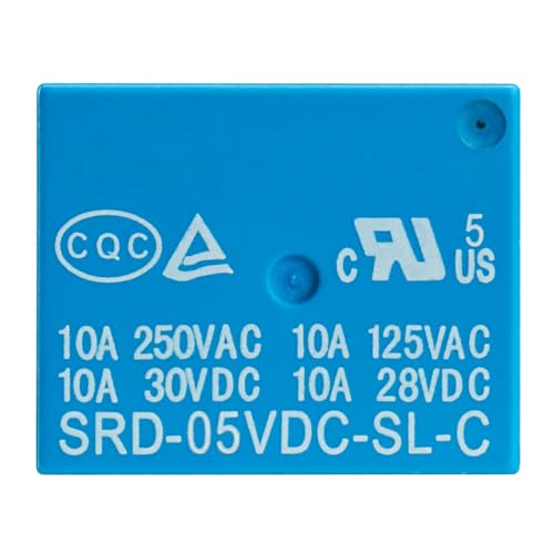 image for Weasch 2Pcs PCB Power Relay SRD-05VDC-SL-C, DC 5V Coil, 10A 250VAC, SP