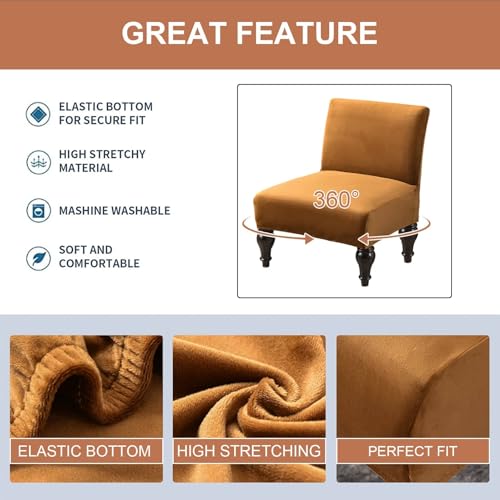 Image of Eco-Ancheng Armless Chair Slipcover Removable Armless Accent Chairs Covers Washable Armless Slipper Chair Slipcover Printed Armless Chair Furniture Protector Covers for Living Dining Room Hotel