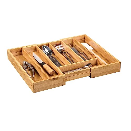 Kesper | Besteckkasten ausziehbar, Material: Bambus, Maße: 28.5 – 40 cm x 33.5 x 6 cm, Farbe: Braun | 58084 13