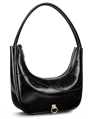 molshine Genuine Leather Crescent Handbag, Hobo Shoulder Bag, Armpit Bag, Party Clutch Purse for Women Lady Model DLK0032