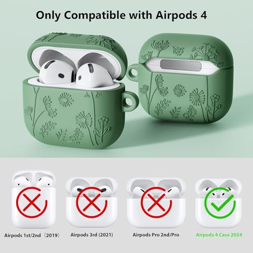 Image of Floral Case for Apple Airpods iPods 4 Case Cover Women-VISOOM 2025 3D Silicone Airpod iPod 4th Generation Protective Cases Cute with Keychain for AirPod Earbuds 4th Gen Wireless Charging Cases