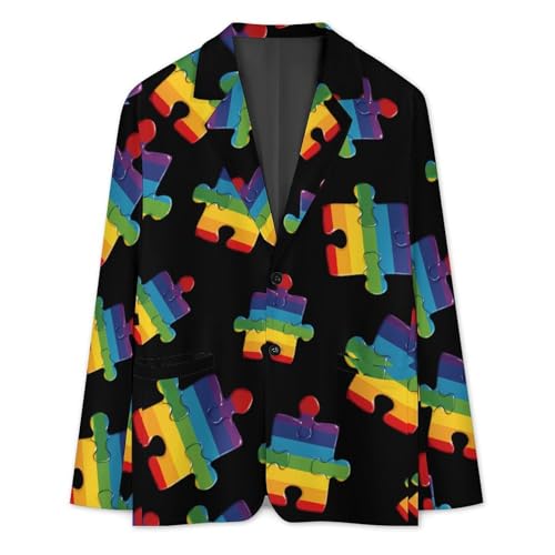Autism Awareness Puzzle Piece Men's Blazer Printed Button Suit Jacket Slim Sport Coat Blazers3
