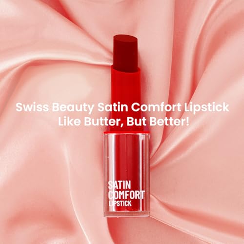 Image of Swiss Beauty Satin Comfort Lipstick | Ultra-Hydrating | Highly Pigmented | Smooth Glide | Satin Matte Finish | One-Swipe Application | Shade- 6 English Rose, 3gm (Pack of 3)
