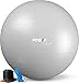 POWRX Pelota de Ejercicio 95 cm - Balón Ideal para Gimnasia, Yoga y Pilates - Anti-explosión con hinchador Incluido + PDF Workout (Gris Claro)