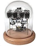 Nixie - Kit orologio tubolare, design retrò con vetro e legno fatti a mano, montaggio unico per gli amanti della tecnologia