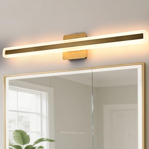 Image of Modern Bathroom Vanity Light 31.6 Inch, 36W 5CCT Dimmable LED Vanity Light Bar, Brushed Brass LED Bathroom Lighting Fixtures Over Mirror Wall Sconces for Cabinets Bedroom Living Room