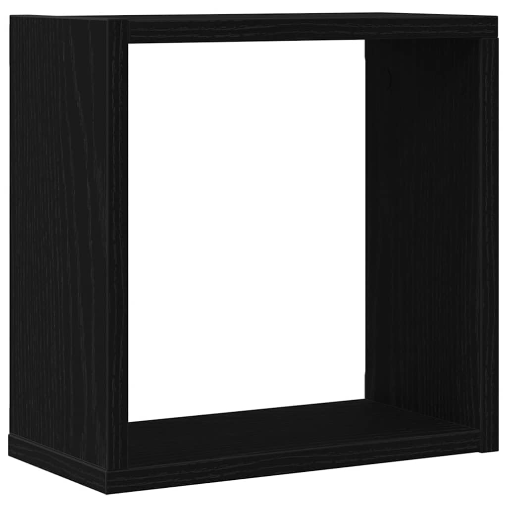Gecheer Mensole a cubo da Parete, salvaspazio Funzionali 30x15x30 cm in Legno Tecnico Rovere Nero, mensole modulari per Soggiorno Camera da Letto Ufficio