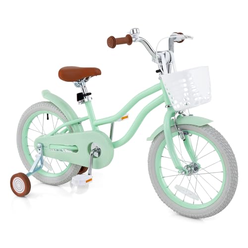 Image of BABY JOY Kids Bike, 12 14 16 18 20 Inch Boys Girls Bike w /Removable Basket | Kids Bicycle with Adjustable Seat & Handlebar, Handbrake & Coaster Brake, Training Wheels or Kickstand (Multi-Color Choices)