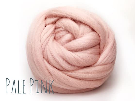 Merino Wool - Pale Pink - for arm Knitting Merino Blanket Weaving Felting Jumbo Yarn Giant Wool Soft 50g (0.11lb) - Image 2