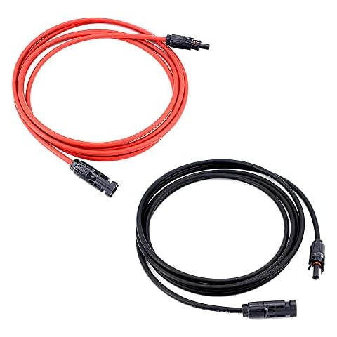 Swetup 2PCS PV Solar Panel Extensions Cable, 14AWG/2.5mm 10FT Solar Single Core Extension Cables Solar Adapter Cable with MC4 Waterproof Male and Female Connector for Solar Panels Photovoltaic Systems Cover